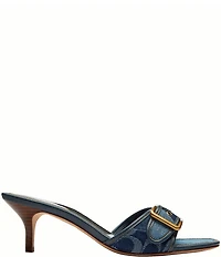 COACH Margot Denim Signature Buckle Slide Dress Sandals