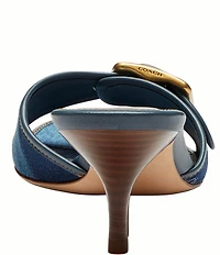 COACH Margot Denim Signature Buckle Slide Dress Sandals