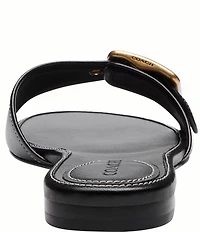 COACH Margot Leather Buckled Flat Slide Sandals