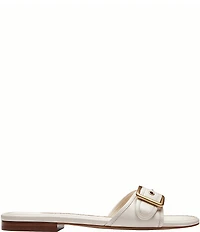 COACH Margot Leather Buckled Flat Slide Sandals