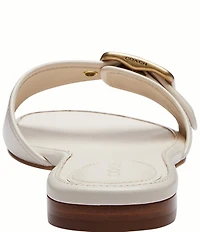 COACH Margot Leather Buckled Flat Slide Sandals
