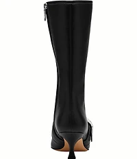 COACH Margot Leather Kitten Heel Buckle Mid Calf Boots