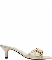 COACH Margot Leather Buckle Hardware Slide Sandals