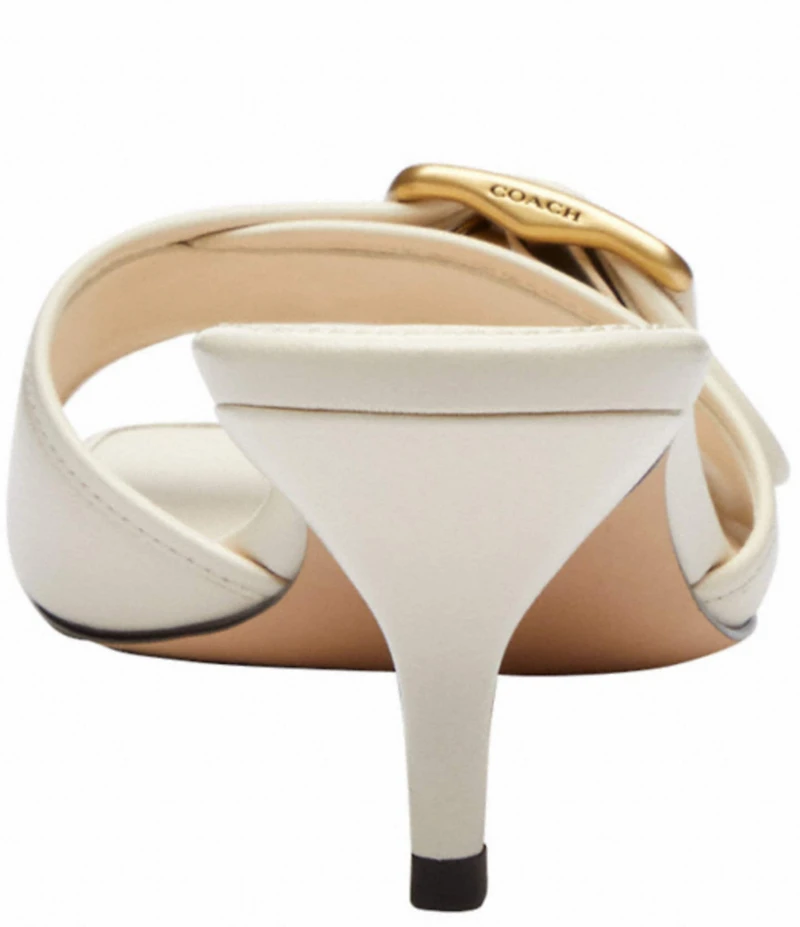 COACH Margot Leather Buckle Hardware Slide Sandals