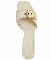 COACH Margot Leather Buckle Hardware Slide Sandals