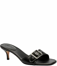 COACH Margot Leather Buckle Hardware Slide Sandals