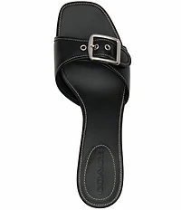 COACH Margot Leather Buckle Hardware Slide Sandals