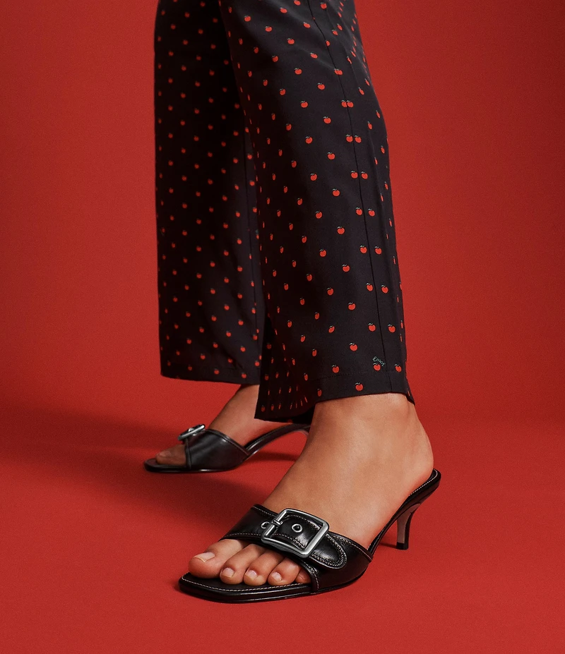 COACH Margot Leather Buckle Hardware Slide Sandals