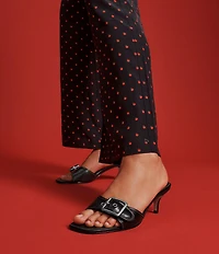 COACH Margot Leather Buckle Hardware Slide Sandals