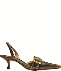 COACH Margot Loved Leather Slingback Buckle Strap Pointed Toe Pumps