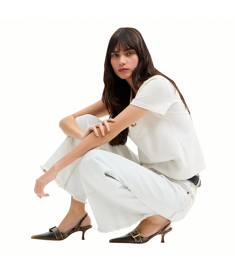 COACH Margot Loved Leather Slingback Buckle Strap Pointed Toe Pumps