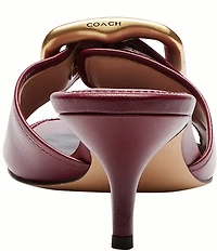 COACH Margot Oversized Buckle Loved Leather Heel Sandals