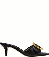 COACH Margot Oversized Buckle Leather Heel Sandals