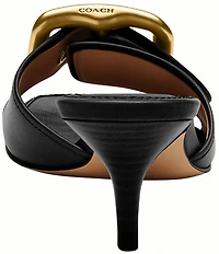 COACH Margot Oversized Buckle Leather Heel Sandals