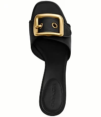 COACH Margot Oversized Buckle Leather Heel Sandals
