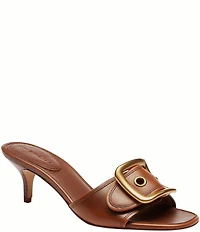 COACH Margot Oversized Buckle Leather Heel Sandals
