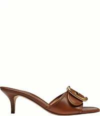 COACH Margot Oversized Buckle Leather Heel Sandals