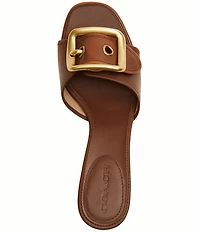 COACH Margot Oversized Buckle Leather Heel Sandals