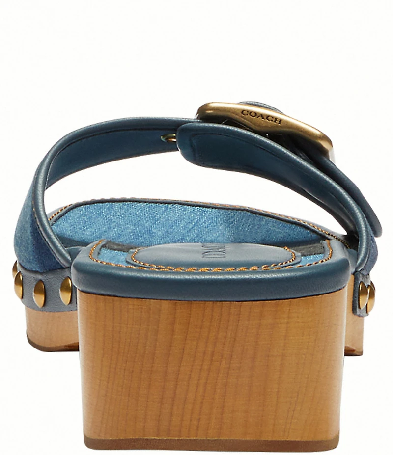COACH Margot Patchwork Denim Wooden Sandals