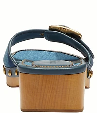 COACH Margot Patchwork Denim Wooden Sandals