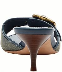 COACH Margot In Loved Denim Buckle Hardware Slide Sandals
