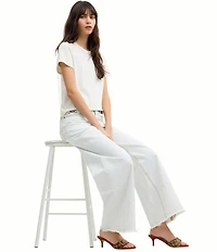 COACH Margot Signature Jacquard Leather Slip On Kitten Heel Sandals