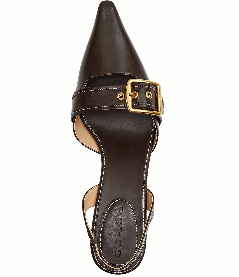 COACH Margot Signature Leather Buckle Hardware Slingback Pumps