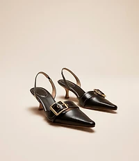 COACH Margot Signature Leather Buckle Hardware Slingback Pumps