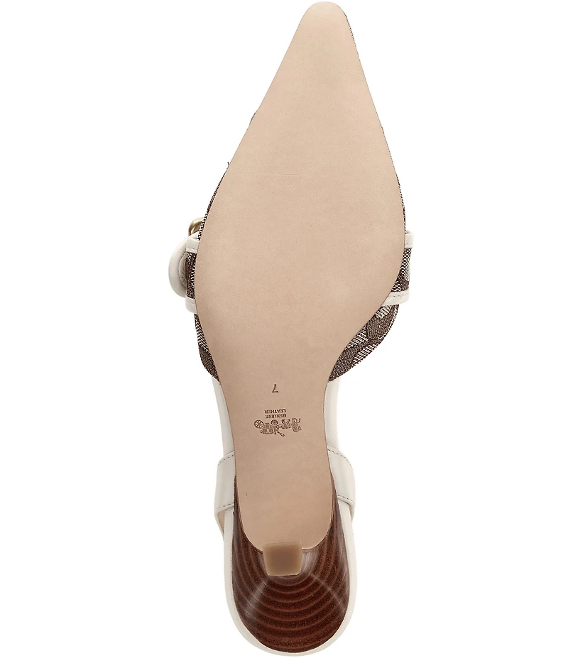COACH Margot Signature Logo Jacquard Buckle Hardware Slingback Kitten Heel Pumps