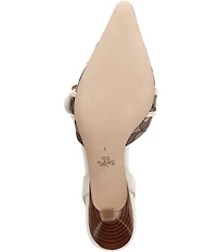 COACH Margot Signature Logo Jacquard Buckle Hardware Slingback Kitten Heel Pumps