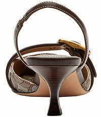 COACH Margot Signature Logo Jacquard Buckle Hardware Slingback Kitten Heel Pumps