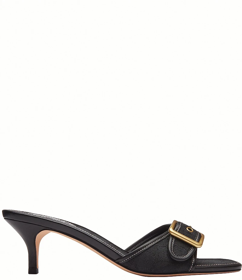 COACH Margot Signature Logo Jacquard Kitten Heel Slide Sandals