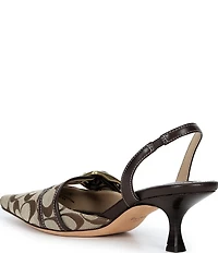 COACH Margot Signature Sateen Jacquard Slingback Kitten Heel Pumps