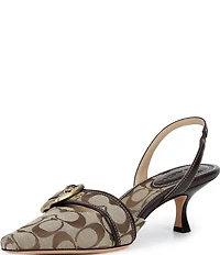 COACH Margot Signature Sateen Jacquard Slingback Kitten Heel Pumps