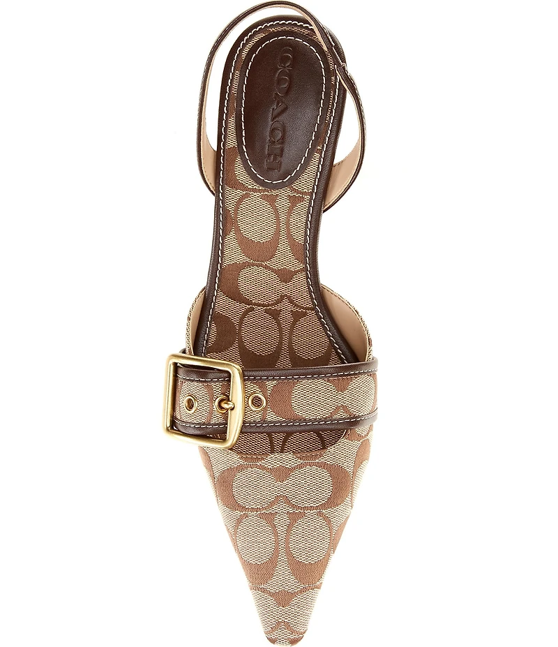 COACH Margot Signature Sateen Jacquard Slingback Kitten Heel Pumps