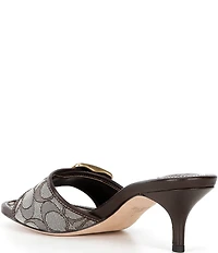 COACH Margot Signature Logo Jacquard Buckle Slide Sandals