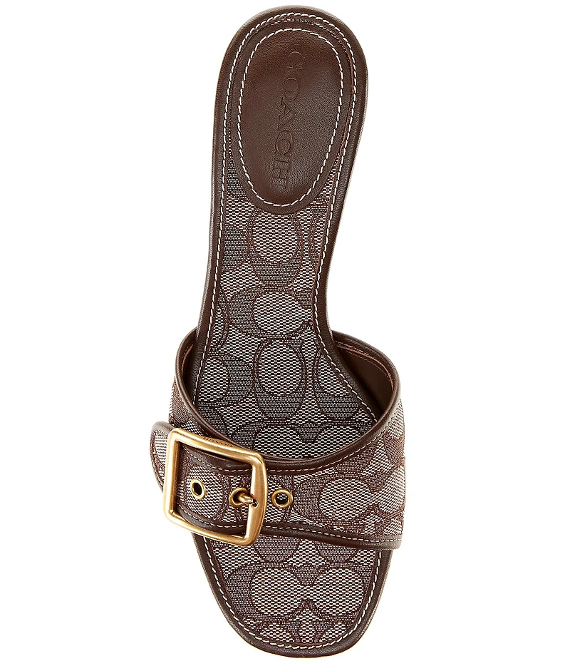 COACH Margot Signature Logo Jacquard Buckle Slide Sandals
