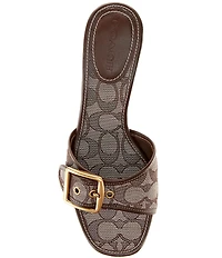 COACH Margot Signature Logo Jacquard Buckle Slide Sandals