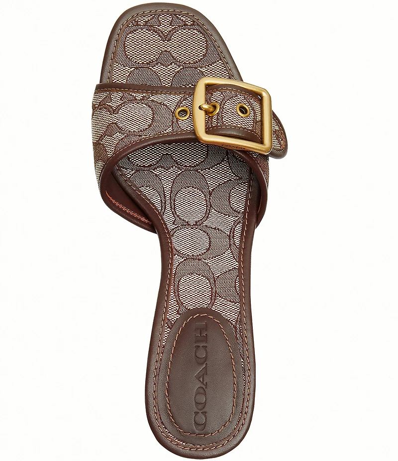 COACH Margot Signature Logo Jacquard Buckle Slide Sandals