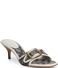 COACH Margot Signature Logo Jacquard Buckle Slide Sandals