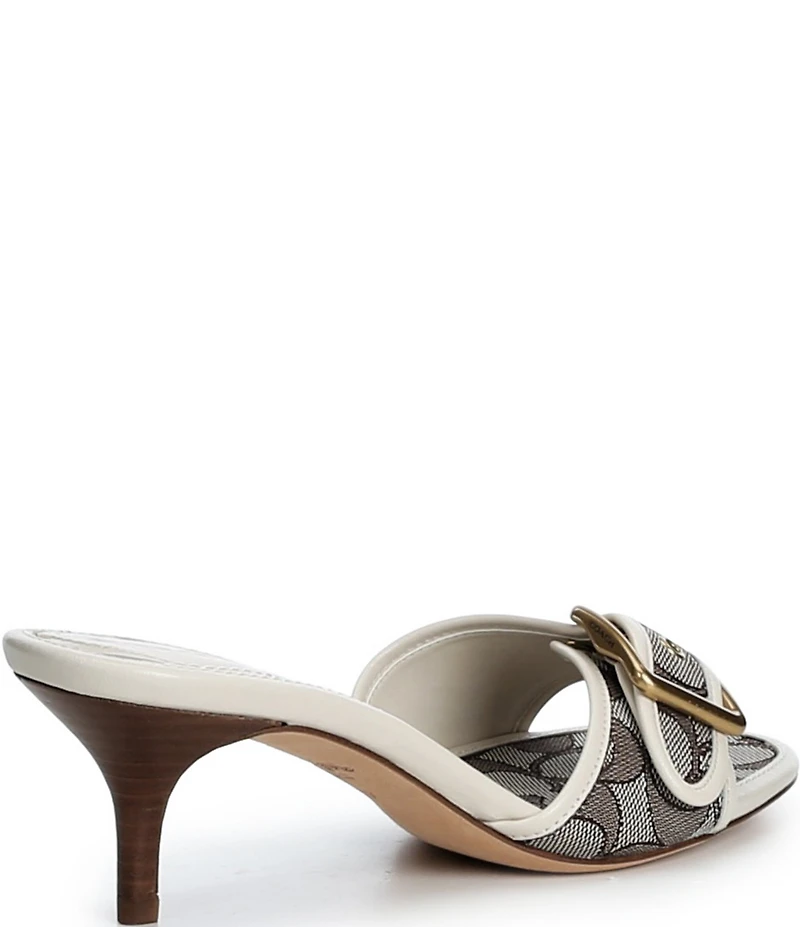 COACH Margot Signature Logo Jacquard Buckle Slide Sandals