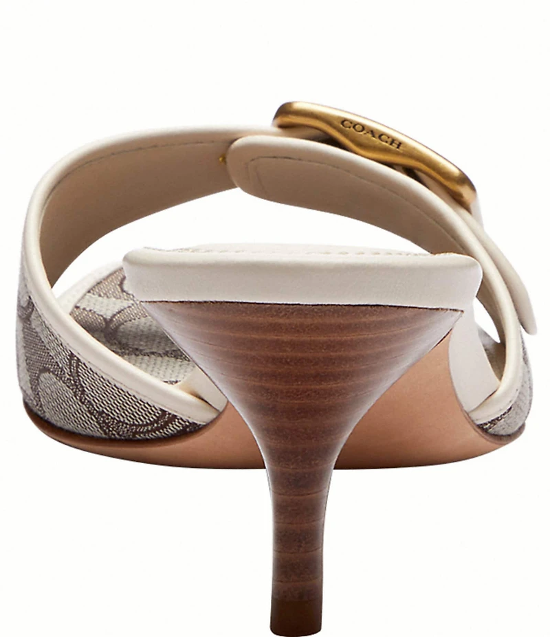 COACH Margot Signature Logo Jacquard Buckle Slide Sandals