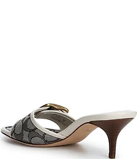 COACH Margot Signature Logo Jacquard Buckle Slide Sandals