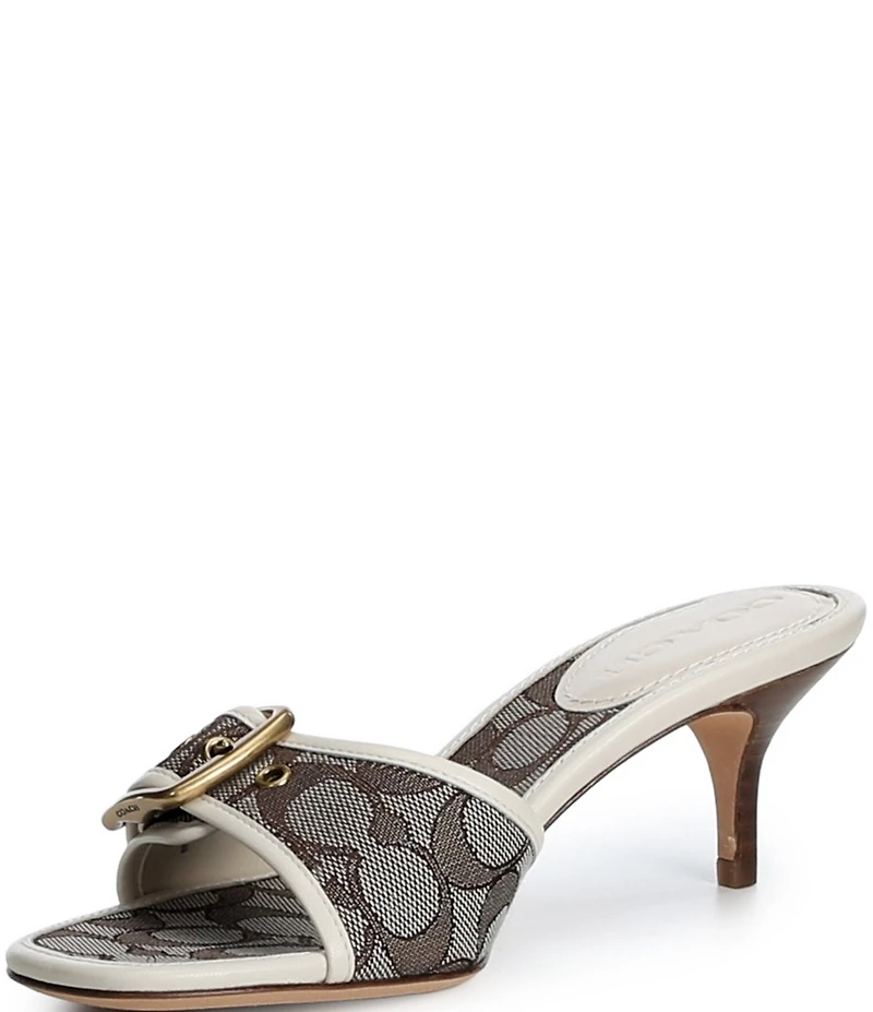 COACH Margot Signature Logo Jacquard Buckle Slide Sandals
