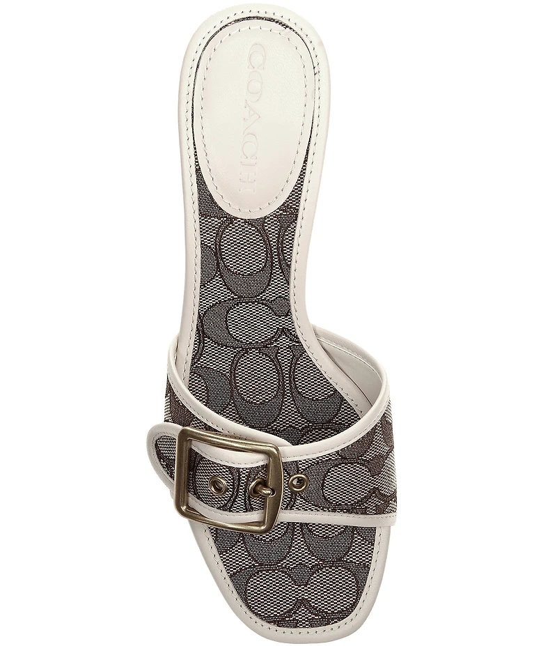 COACH Margot Signature Logo Jacquard Buckle Slide Sandals