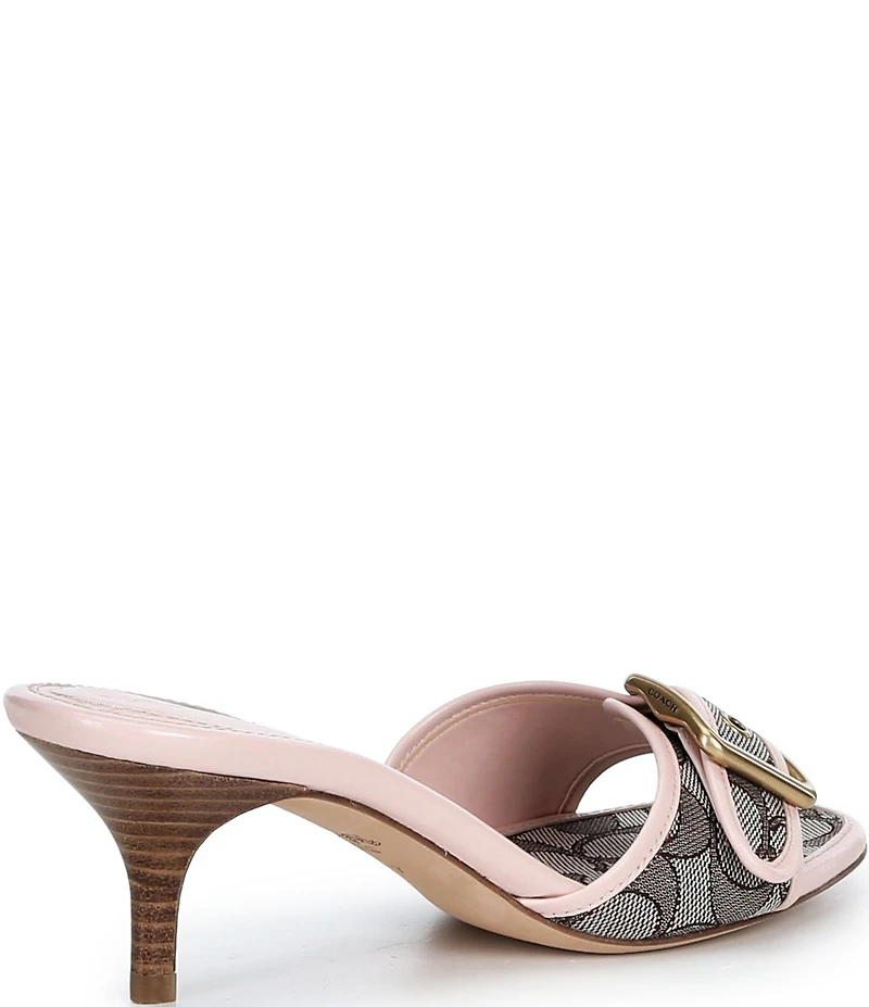 COACH Margot Signature Logo Jacquard Buckle Slide Sandals