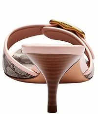 COACH Margot Signature Logo Jacquard Buckle Slide Sandals