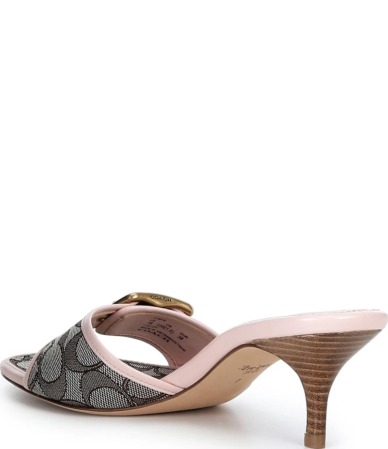 COACH Margot Signature Logo Jacquard Buckle Slide Sandals