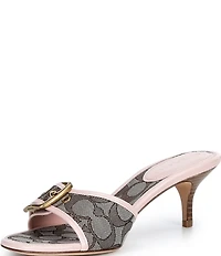 COACH Margot Signature Logo Jacquard Buckle Slide Sandals