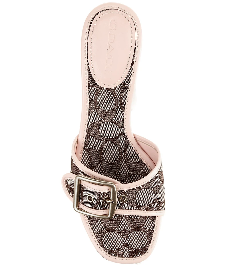 COACH Margot Signature Logo Jacquard Buckle Slide Sandals